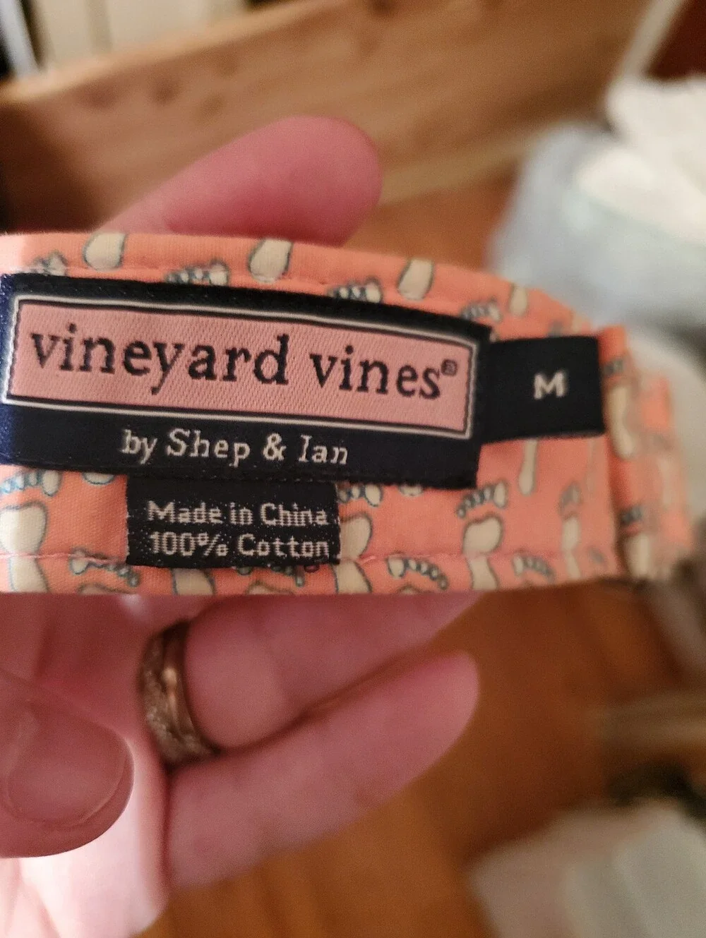 Vtg Vineyard Vines Mens Salmon Pink Footprint Cotton Canvas D-Ring Belt Medium
